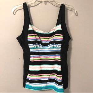 Tankini top with colorful stripes